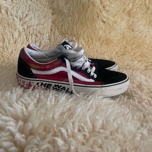 Off the wall red and black vans